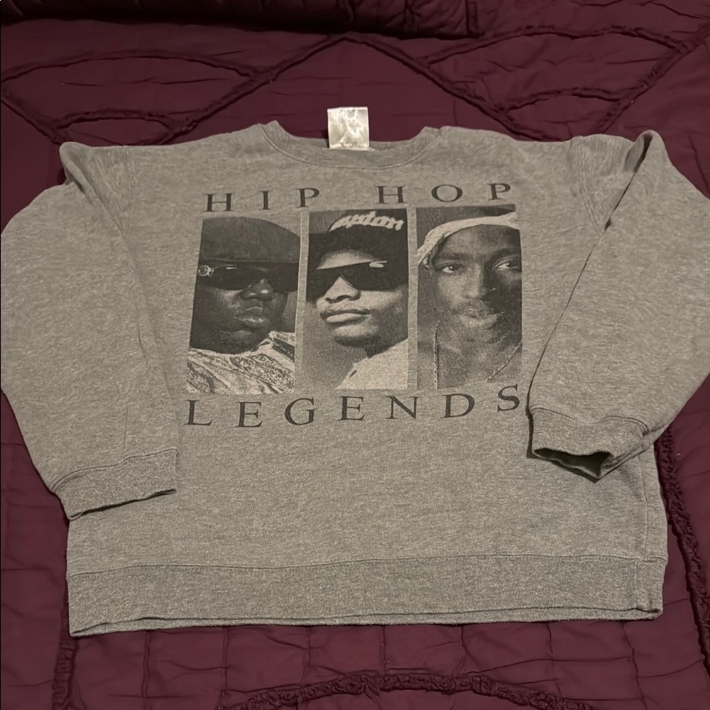 BIGGIE/EAZY E/TUPAC Gray Hip Hop Legends Pullover Sweater